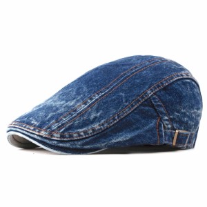FREESE ハンチング 帽子 キャスケット キャップ デニム 綿100% オールシーズン メンズ (ブルー)