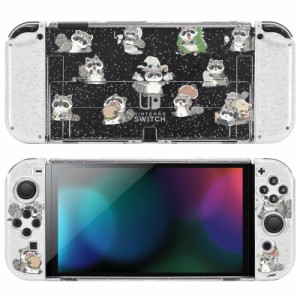 DLseego Switch Oled 用 ケース クリアケース スイッチ有機el カバー 透明スイッチカバー 有機elモデルケース raccoon 柄 Switch クリア