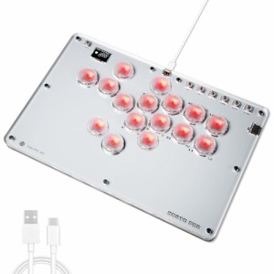 レバーレスアーケードコントローラー アケコン 薄型ロープロ16ボタン 膝置き可 for PC/Switch/PS4 PS3 RGB LEDライトDIY ホットスワップ 