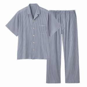 グンゼ] パジャマ 紳士甚平（前あき） 寝るテコ 先染しじら