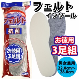 is-fit ニードルフェルトインソール 男女兼用 3足組22.0cm〜28.0cm 抗菌 お徳用 3P 保温性 NS111 アミアミ あみあみ amiami