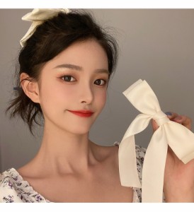 アクセサリー レディース リボンセット 2点セット ヘアクリップ ヘアピン ゴム隠し まとめ髪 蝶々結び ちょうちょ結び ファブリック 布 