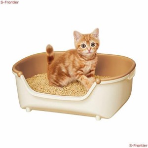 ニャンとも清潔トイレセット [約1か月分チップ・シート付] 猫用トイレ本体 すいすいコンパクト アイボリー＆ペールオレンジ 子猫、小柄な