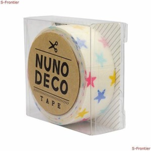 KAWAGUCHI(カワグチ) NUNO DECO TAPE ヌノデコテープ 1.5cm幅 1.2m巻 しろいカラフルスター オーキッドホワイト 11-860