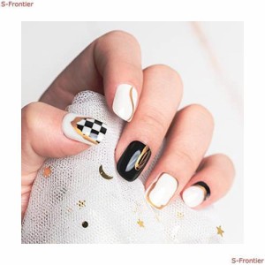 Sun＆Beam Nails ネイルチップ ショート ラウンド チェック 短め 付け爪 つけ爪 貼るだけ 人気 かわいい おしゃれ シンプル デザイン 24