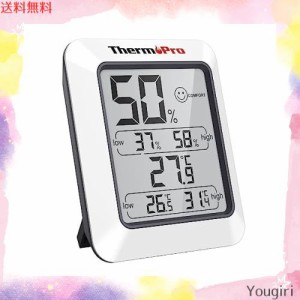 ThermoProサーモプロ 湿度計 デジタル温湿度計 室内温度計湿度計 顔マーク おしゃれ 最高最低温湿度表示 高精度 おしゃれ コンパクト 見