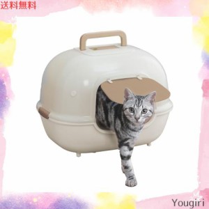 アイリスオーヤマ 猫用トイレ本体 脱臭ワイド猫トイレ (フルカバー スコップ付き) ホワイト 大型