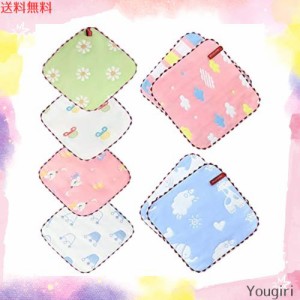 KKigugol ガーゼハンカチ 子供タオル 6層ガーゼおしぼり【6枚セット 綿100％ サイズ25*25cm ミニ ハーフハンカチ 紐付き】子供 保育園 口