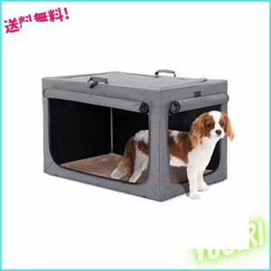 Petsfit ソフトクレート 中型犬 小型犬 クレート 折りたたみ 犬 76L*51W*48H cm ソフトケージ 回転式パイプ 折りたたみケージ 犬用 屋内