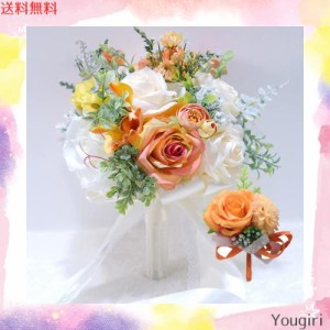 misaki ウエディングブーケ ブートニア 花嫁ブーケ バラ 薔薇の花 ブライダルブーケ ラウンドブーケ 花束 造花 欧米風 挙式 結婚式 パー