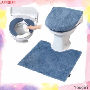 ヨコズナクリエーション トイレタリー (トイレマット＆フタカバー＆便座カバー ３点セット) (モダニスト ブルー, レギュラー)