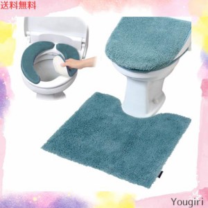 ヨコズナクリエーション トイレタリー (トイレマット＆フタカバー＆便座カバー ３点セット) (モダニスト ターコイズ, レギュラー)