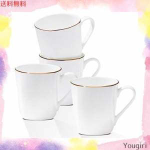 Chulan マグカップ コーヒーカップ ファインボーンチャイナ 295ml 軽量 4個セット 薄いカップ 透光性 シンプル 白 電子レンジ＆食洗器対