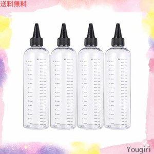 Frcolor ドロッパーボトル 500ml 空きボトル 小分けボトル 目盛り ツイストトップキャップ付き クリアボトル 4個