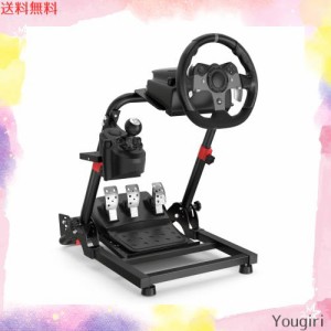 DIWANGUS Racing Wheel Stand 「新型超しっかりしたフレーム」レーシングホイールスタンド 180°調整可能なプラットフォーム・とペダル 