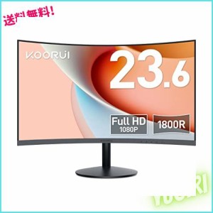 KOORUI モニター 24 インチ 湾曲モニター 1080P 曲面モニター VA非光沢・1800R曲面 /60 HZ/VGA/HDMI/sRGB/傾き調整 湾曲 ゲーミングモニ