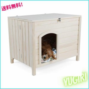 petsfit 犬小屋 組み立て不要 猫小屋 収納できる猫トイレ 猫用トイレ収納カバー 天然木 杉 小屋 犬舎 猫舎 木製ゲージ 小型犬/中型犬 す