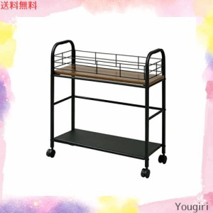 [山善] キッチンワゴン キャスター付き 幅58.5×奥行23×高さ64.5cm 収納 カート 組立品 ブラウン/ブラック ZCS-23S(BR/BK)