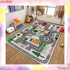 子供ゲームパッド 遊びマット 道路交通 カーペット プレイマット 線路 おもちゃ 子供部屋 ベット用 吸水 防音 防臭 防カビ 床暖房対応 ベ