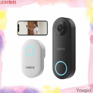 【2.4/5GHz WiFi】REOLINK 500万画質 ワイヤレスビデオドアベル 玄関チャイム付き Alexa対応 工事不要 インターホン 180°超広角ビデオド