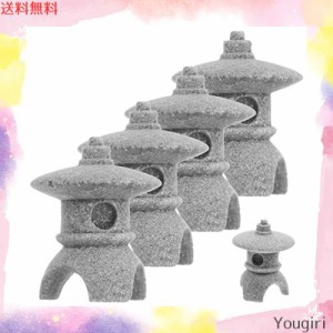 YARNOW ミニパゴダ像日本の石灯籠マイクロ風景装飾品ミニチュア妖精の装飾ガーデン置物アジアの装飾盆栽と禅ガーデン 5 個