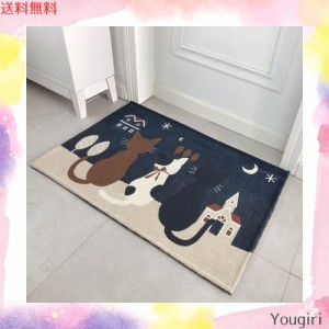 玄関マット ねこ柄 ラグマット  60x90cm 猫柄 室内 屋内 おしゃれ かわいい カーペットリビング対応 キッチンマット 洗面所マット 玄関ま