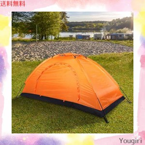 yaogohua キャンプテント、防水キャンプハイキングテント、キャンプフィッシングクライミング用の屋外一人用レジャー防水テント(オレンジ