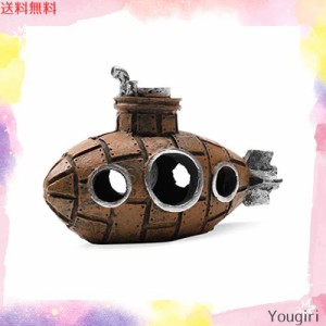 Zayookey アクアリウム 水槽 潜水艦 サブマリン 装飾 隠れ家 オーナメント インテリア 置物 装飾品 癒し水景 水族館飾り 情景小物 エビ 