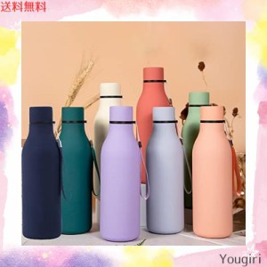 TSQIBU 水筒 魔法瓶 550ml Pink ステンレス鋼 二層真空断熱 ステンレスタンブラー 保温 保冷 持ち運び マグ ボトル トラベル 車の中で オ