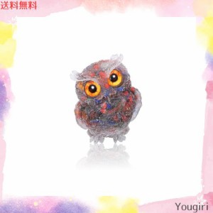 JOVIVI(JP) フクロウの像 ふくろう 置物 マスコット オブジェ かわいい ミニ梟 インテリア 玄関 庭 さざれ石入れ 天然石 樹脂 装飾 縁起