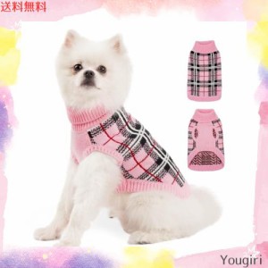 ThinkPet 小型犬用セーター - 犬用クリスマスセーター 小型犬 女の子 男の子用 - 犬用服 ニット 暖かい 柔らかい 寒い季節用 (千鳥格子ピ