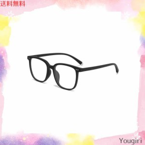 [Uandmeluck] ブルーライトカット メガネ 伊達メガネ PC眼鏡 UV400カット 大きめ 透明レンズ おしゃれ 男女兼用 度なし ウェリントン型