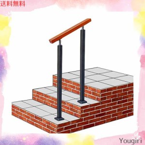 YHEYSMUX 60x88cm 黒い 屋外 階段 四角い 手すり 角型 無垢材の手摺り DIY 304ステンレス鋼支柱 角度調整可能 屋内屋外用 玄関 滑り止め 