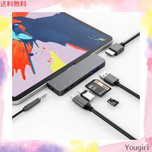 3XI iPad Pro 2020 2018 USB C ハブ 7in1 iPad Air 4 ハブ 4K HDMI 出力 60W PD充電 USB3.0 ハブ SD/TFカードリーダー 3.5mm ヘッドホン