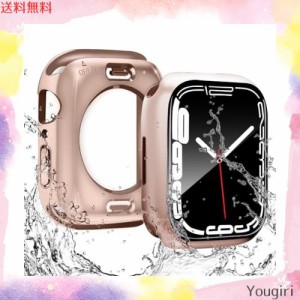 [ILYAML] 【2023冬強化版】 for Apple Watch ケース 360度全面防水 バンド 水泳・スポーツ専用 ガラスフィルム 一体型 apple watch 用 カ