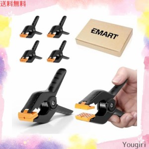 EMART スプリングクランプ 強力クリップ 6パック 背景布クリップ 固定クランプ 最大の挟める幅約5cm 滑り止め 絶縁 圧着 溶接 切断 ラバ