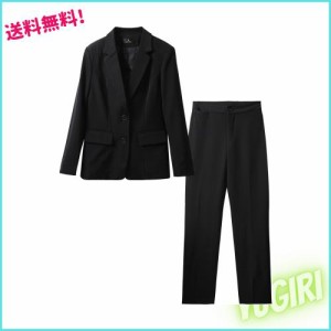 [tailormagic] スーツ レディース セットアップ 2点セット パンツスーツ 大きいサイズ(ブラック,2XL)