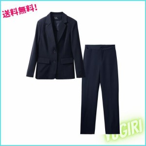 [tailormagic] スーツ レディース セットアップ 2点セット パンツスーツ 大きいサイズ(ネイビー,XL)