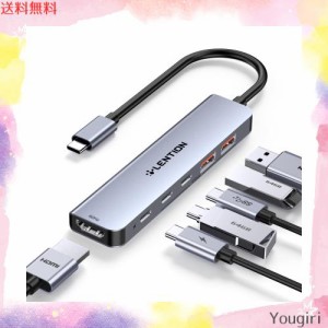 LENTION USB C ハブ 2*USB 3.2+2*USB 3.2(タイプc) 4K 60Hz 10Gbps HDMI 100W PD給電 6-in-1 USB Type-C 変換アダプタ スリム 電源 Mac C