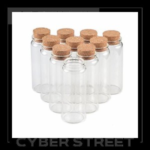 Jarvials 出品する6個150ml透明ガラスの瓶に軟木栓があり、液体、粉末、砂などの小物が収納できます。 (6, 150ml)