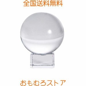 多色透明 水晶玉 50mm クリスタルボール 装飾品 ・水晶製台 (透明)