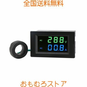 DROK LCD画面 デジタルマルチメータ 電圧計電流計 AC 80-300V電圧電流メータゲージ 100A電流センサトランス付け 2線式デジタル電圧アンプ