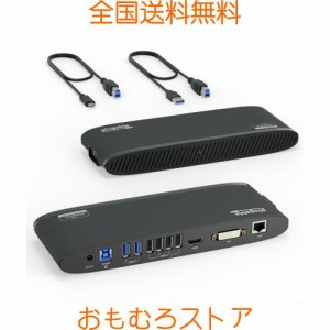 Plugable USB3.0 ドッキングステーション 横置き Windows macOS ChromeOS 用 - デュアルモニター HDMI DVI VGA ポート ギガビット イーサ