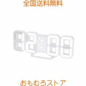 Haolong LED 壁掛け デジタル時計 - 3D 立体 wall ウォール clock アラーム機能付き 置き時計 ホワイト