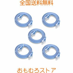 COOSEED フラットケーブル LANケーブル 3m UTP Cat6 ストレート 3m*5本 ブルー「１つパッケージ5本が含まれています」