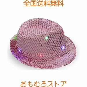 パーティー ステージ などに! LED が煌びやかに光る! スパンコール 中折れ ハット 帽子 ハロウィン クリスマス ダンス 衣装 ユニセックス