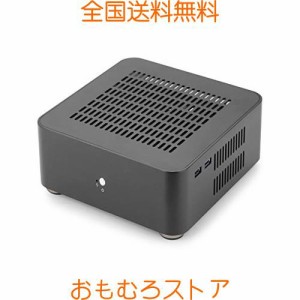 RGEEK PCケース デスクトップ すべてのアルミニウム コンピュータの小型PCケース (80MM, 黒(穴を開ける))