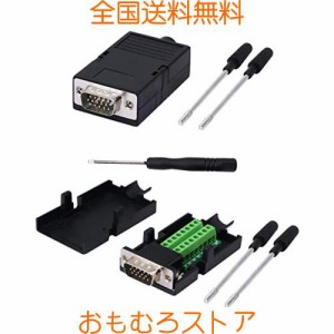 SinLoon VGA DB15圧着コネクタ3 + 9 D-SUB 15ピンVGA 3行ブレークアウトボードアダプタ（ケース付き）+ドライバ（2点セッ，クオス）