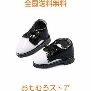 オビツ11 OB11 サイズ オビツドール 11cmボディ用靴 紳士靴 革靴 5色 (ブラック×ホワイト)