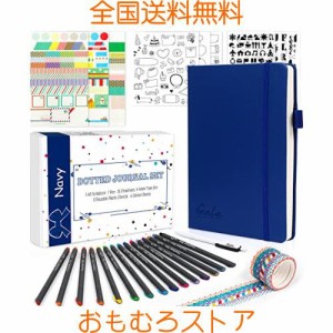 Feela システム手帳セット 合皮 A5サイズ ドット方眼 ペン付属 ネイビー